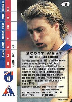 1998 Select AFL Signature Series #30 Scott West Back